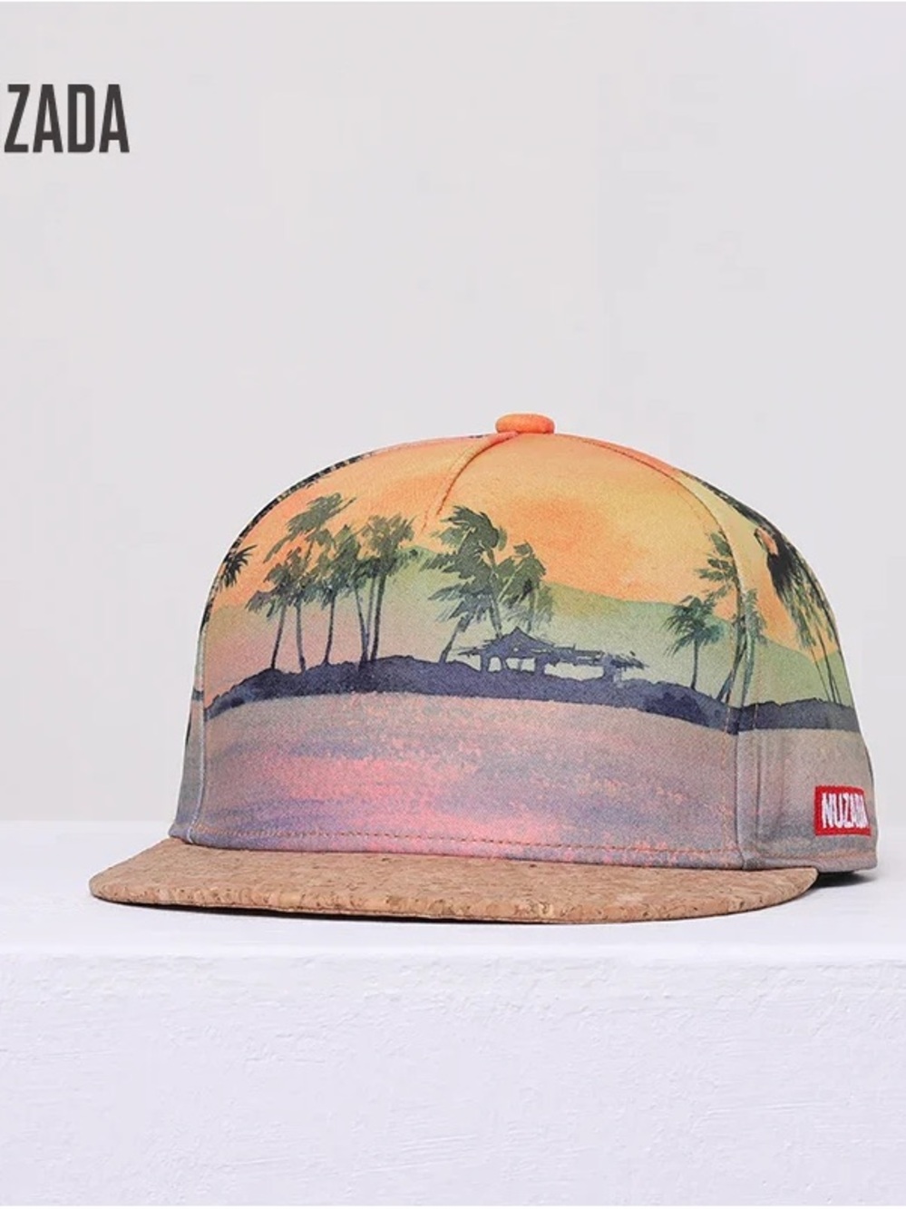 Nuzada Sunset Palm Print Snapback Hat - Multicolor